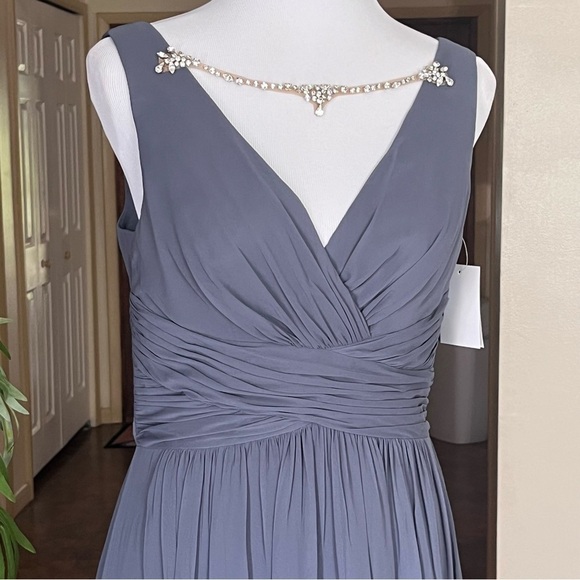 Jenny Packham Blue Chiffon Gown Empire Waist Dress Size 6 - Picture 2 of 15